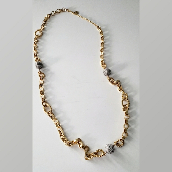 RJ Graziano Gold Toned Necklace with Pavè Balls - Picture 2 of 4
